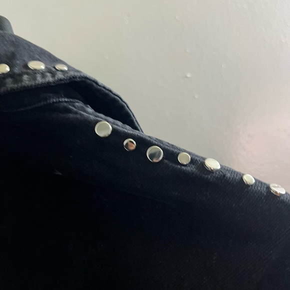 Zara Grunge punk rock Black Denim Jacket with Silver Studs #Modernmideival - Picture 6 of 13